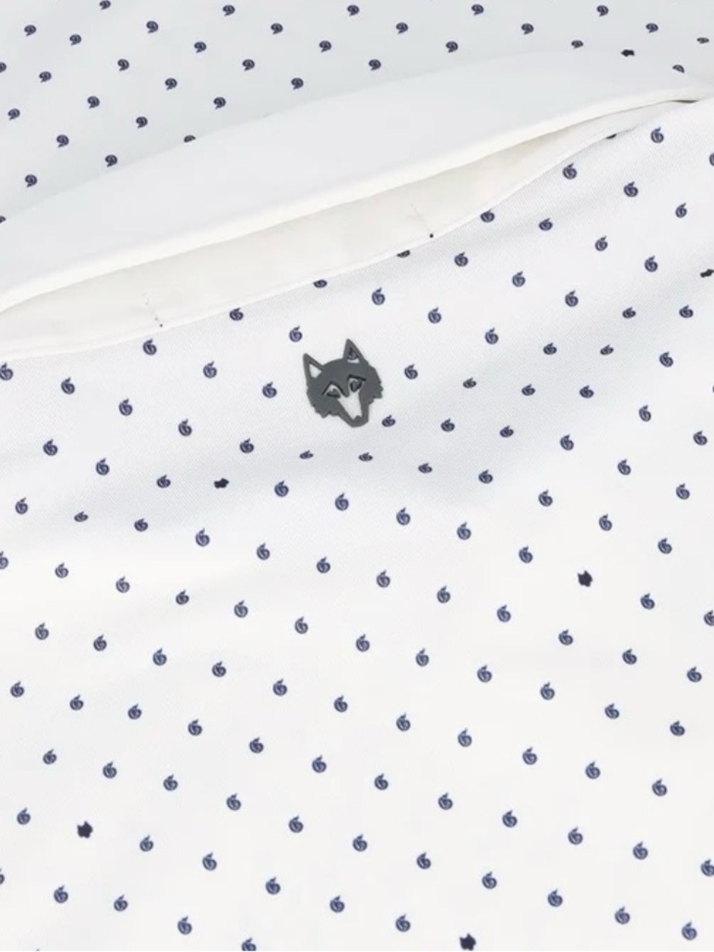 Greyson White Polo with Small Navy Dot Pattern - Picture 4 of 6